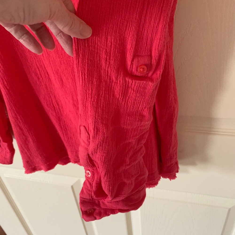 Bandolino Large Top Pink Corrine Smocked Henley Roll Tab Sleeve SDBW7759-PAP - Picture 5 of 10